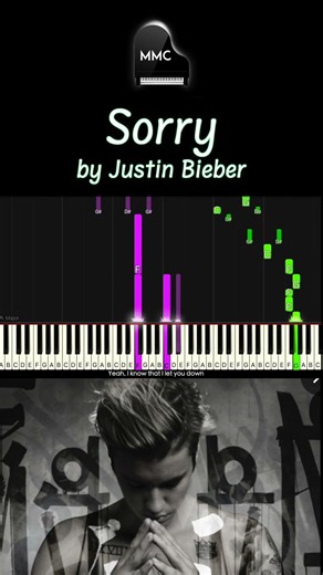 Sorry by Justin Bieber piano cover/tutorial + sheet music + lyrics