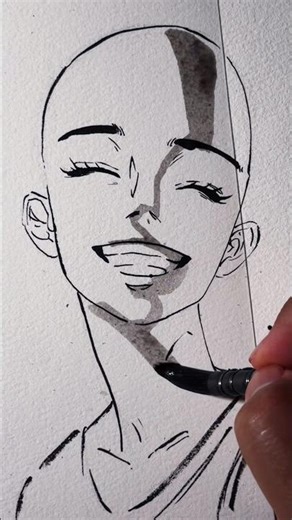 Drawing the HAPPIEST Anime Smile with Ink💕💕💕#howtodraw #drawing