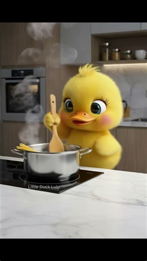 Duckling Cooking Spagetti at Home! #cute #duck