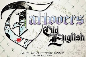 Tattooers Old English Font, a Blackletter Font by Aloha Bhava