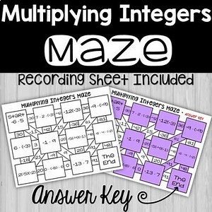 No Prep Multiplying Integers Maze