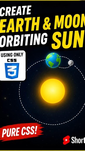 CSS complex orbiting border | Using #css only 💥 | Earth and moon rotation ☀️🌍🌙