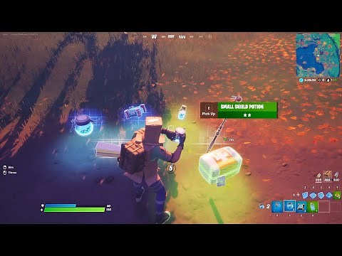 Fortnite - Basics - Drink shield potion and pick up items at the same time to be quicker