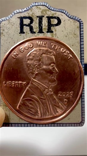 Ruth Donikowski...... Mixed Media Artist on Instagram: "RIP....The penny, the United States' one-cent coin died on Wednesday, Nov. 12, 2025. It was 232 years old. It took its final breath in Philadelphia, where it had been born in 1793. I made this card for myself to commemorate the demise of the penny. It is made using a repoussé technique on copper foil....and mixed media....😊2.5” x 3.5” Artist Trading Card #artisttradingcard #artisttradingcards #mixedmediaartwork #mixedmedia #mixedmediaartis