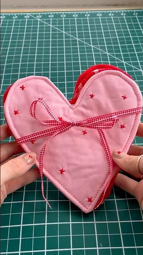 Let’s make heart-shaped fabric coasters (beginner friendly!) 🥰🪡 #sewing #sewingtutorial #sew