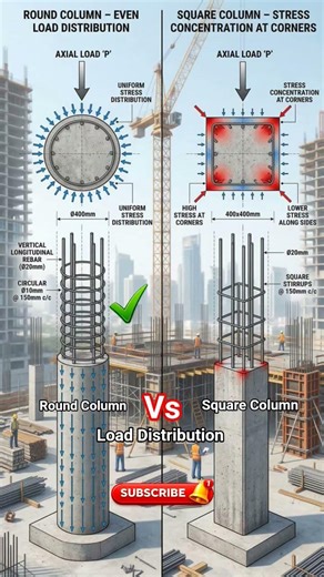 Round Columns vs Square Columns #civilengineering #construction #structuralengineering #yt #shorts