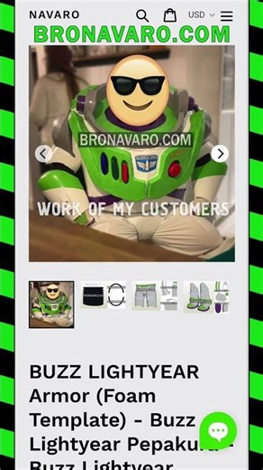 🟢 Buzz Lightyear Armor DIY Cosplay Eva Foam Templates #buzzlightyear #buzz #bronavaro #foamcraft