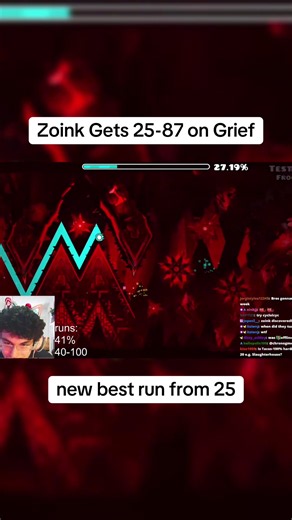 Zoink gets 25-87 as a new best run from 25% | #geometrydash #gd #grief #doggie #zoink |