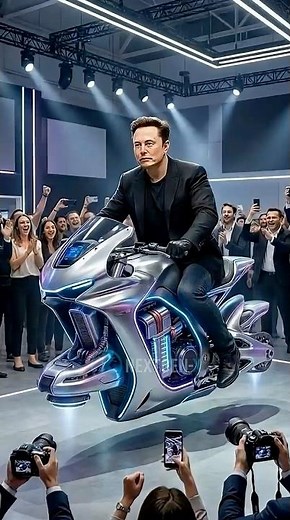 Elon Musk Flies a Futuristic Hover Bike — Crowd Goes Wild! 🚀✨ #tesla #fantasy