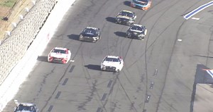 Pack racing in the Next Gen car during testing at Charlotte