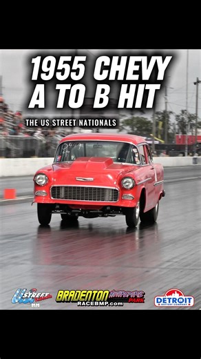 1955 Chevy racing at The US Street Nationals presented by Drag Illustrated
