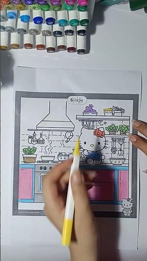 Coloring Hello Kitty Dream Kitchen | Easy for Kids #shorts