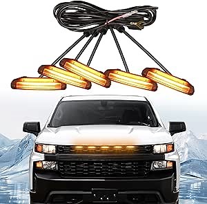 LED Front Grille Lights for 2019 Silverado 1500 Accessories 2020 2021 Grill Lights for Custom Trail Boss WT (Amber,5PCS)
