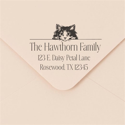 Cat Address Stamp, Cat Return Address Stamp Cat, Custom Address Stamp Cat, Custom Return Address Stamp Cats, Custom Address Stamp With Cat - Etsy