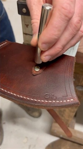 Making a leather axe sheath - adding finishing touches