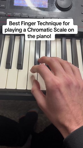 How to play a chromatic scale on piano. This finger technique is the best and eaisest way to play the chromatic scale on the piano! Great lesson and exercise for beginner piano players to start practicing. #chromaticscale #pianoscales #musictheory #beginnerpianolessons #pianofingerexercises #musictheorypianoscales