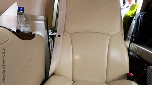 from top to bottom luxury seating arrangement business airplane background pilots cockpit giving both panning shot view aviation aircraft travel executive jet interior