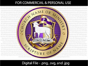 Purple Church Seal or Logo Vector Template, Editable Svg, Cut Files Religious Logo, Edit With Adobe Illustrator - Etsy