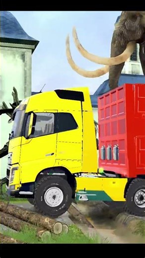 SPINTIRES : MUDRUNNER NEW HOLAND TRACTOR TRUCK PULLING VOLVO V16 TRUCK CROSSING ALIEN BUMPS #2026