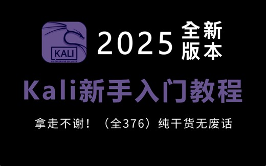 【Kali教程】全376集！kali新手入门教程从零开始学kali（2025新手入门实用版）零基础入门网络安全、渗透测试、kali渗透、内网渗透