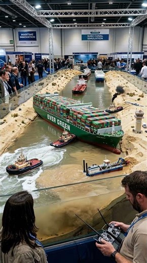 Ultra Realistic Suez Canal RC Simulation with Cargo Ship #ai #rcships