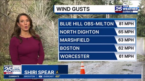 Town-by-town reports: List of strongest wind gusts in Massachusetts