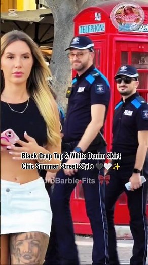 Black Crop Top & White Denim Skirt Fit 🖤✨ | Chic Street Style #shorts #fashion #style #fashionstyle