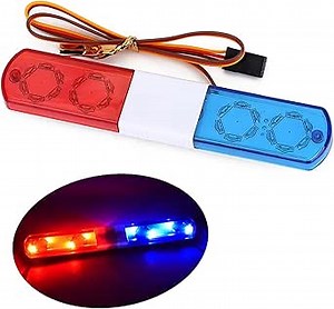 1/10 RC Car Simulation Police Lights Multi-Function Flash LED Lamp Nine Flashing Light Modes for 1/8 Crawler Off Road Rally Truck Cars HSP Traxxas Tamiya RC4WD Axial Arrma (Blue&Red 115mm)