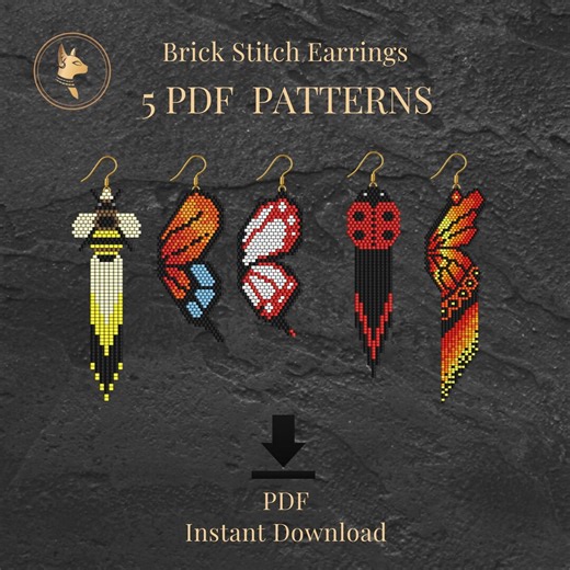 Seed Bead Earrings Pattern Bundle, Brick Stitch Bee, Lady Bug & Butterfly Designs, 5 PDF Patterns - Etsy