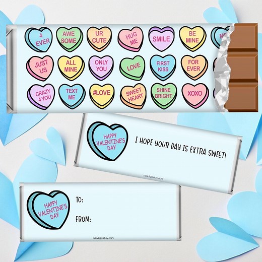 Printable Valentine Love Heart Candy Bar Wrappers: Party Favors, Personalized Cards - Etsy