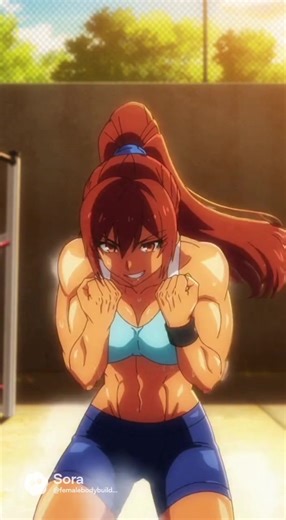 Anime character growing more muscular #muscularwomen #anime #transformation #animetiktok #sora @AnimeAi