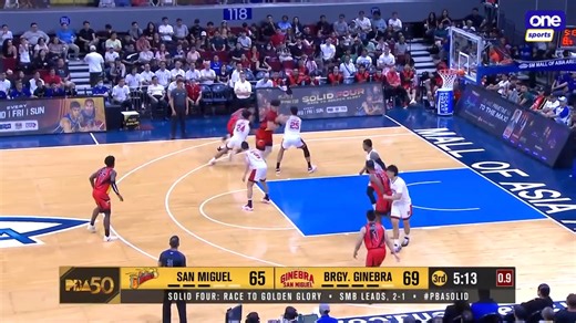 BACK IN THE BREW 🍻 San Miguel brews a solid third quarter, tightening its grip and regaining control with a 3-point cushion against Barangay Ginebra in the PBA Philippine Cup semifinals, Game 4. #PBA50 #PBA50LID | One Sports