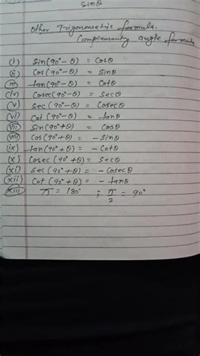 Trigonometric Formula #maths #class10th #mathematicclass10