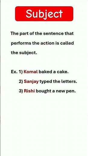 Subject | Definition and Examples of Subject | English Grammar #subject #grammar #shorts