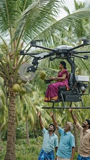 The Future of Farming: AI Drone Coconut Harvesting! #aishorts #shorts #shortfeed