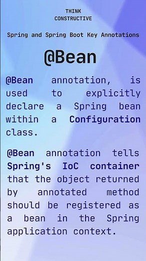 What is Bean Annotation ? #springboot #java #programming