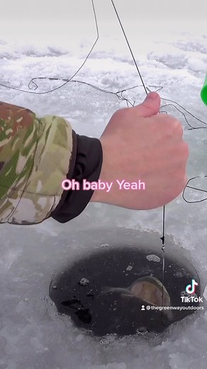 Ice fishing with tip ups for Northern Pike is a Michigan tradition in the winter! Once you learn how to fillet pike correctly, you learn their mild meat is comparable to Walleye! You can find a how-to video on this at www.Thegreenwayoutdoors.com #thegreenwayoutdoors #fishing #icefishing #tipup #tipupfishing #bigfish #northernpike #pike | The Green Way Outdoors