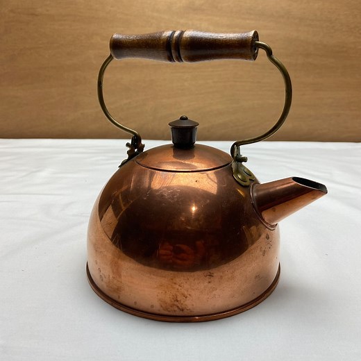 Vintage Tea Kettle Revere Ware Copper Clad Wood and Brass Handle With Lid Rome NY - Etsy