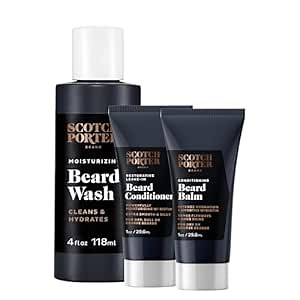 Scotch Porter Beard Blueprint Starter Kit – Wash 4 oz, Conditioner 1 oz & Conditioning Balm 1 oz– Cleanse, Moisturize, Hydrate & Style Coarse, Dry Facial Hair for a Fuller, Healthier-Looking Beard
