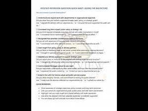 How to Answer "Seeing the Big Picture" Questions | HEO/SEO Civil Service UK Interview | Quick Sheet