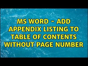 MS Word - add Appendix listing to table of contents without page number