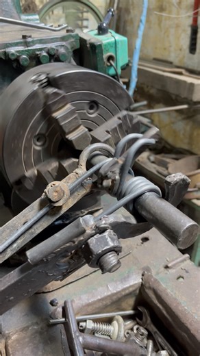 Unique skills for making double sided spring by hand on lathe #shorts #diy