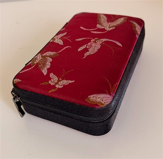 Soft Burgundy Silk Jewellery Case Crane Embroidered Box Zippered Storage Organiser Earring Ring Holder Gift for Her Travel Case Luxury Set - Etsy Australia