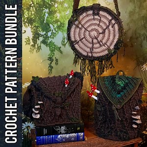 Bark Bag Crochet PATTERN Bundle: Backpack, Satchel, Purse | Whimsical Mushroom Goblincore Accessories - Etsy