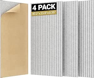 TONOR 4 Pack Large Acoustic Panels,47.2" X 23.6" X 0.35" Acoustical Wall Panel, Self-Adhesive Sound Proof Panels, Decorative Soundproof Wall Panels for Echo Absorption for Home Studio Office, Grey