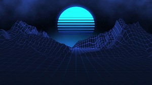 Retro 80s With Blue Neon Moon Live Wallpaper - WallpaperWaifu