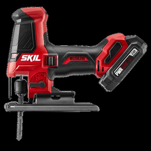 SKIL PWRCore 12™ Brushless 12V Jigsaw Kit, Cordless Saw for Woodworking 2.0Ah Lithium-Ion Battery with PWRJump™ Charger - JS5833A-10