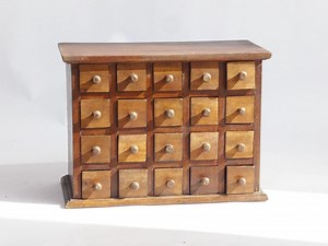 Small Vintage Apothecary Cabinet With 20 Drawers, Wooden Pharmacy Storage Chest, Desk Organiser - Etsy