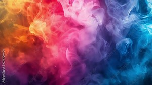 A mesmerizing scene of colorful smoke and vapor blending together