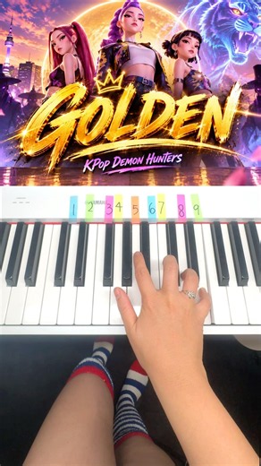 Golden ✨ KPop Demon Hunters | Easy Piano 🎹 Letters + Lyrics + Numbers #EasyPianoTutorial